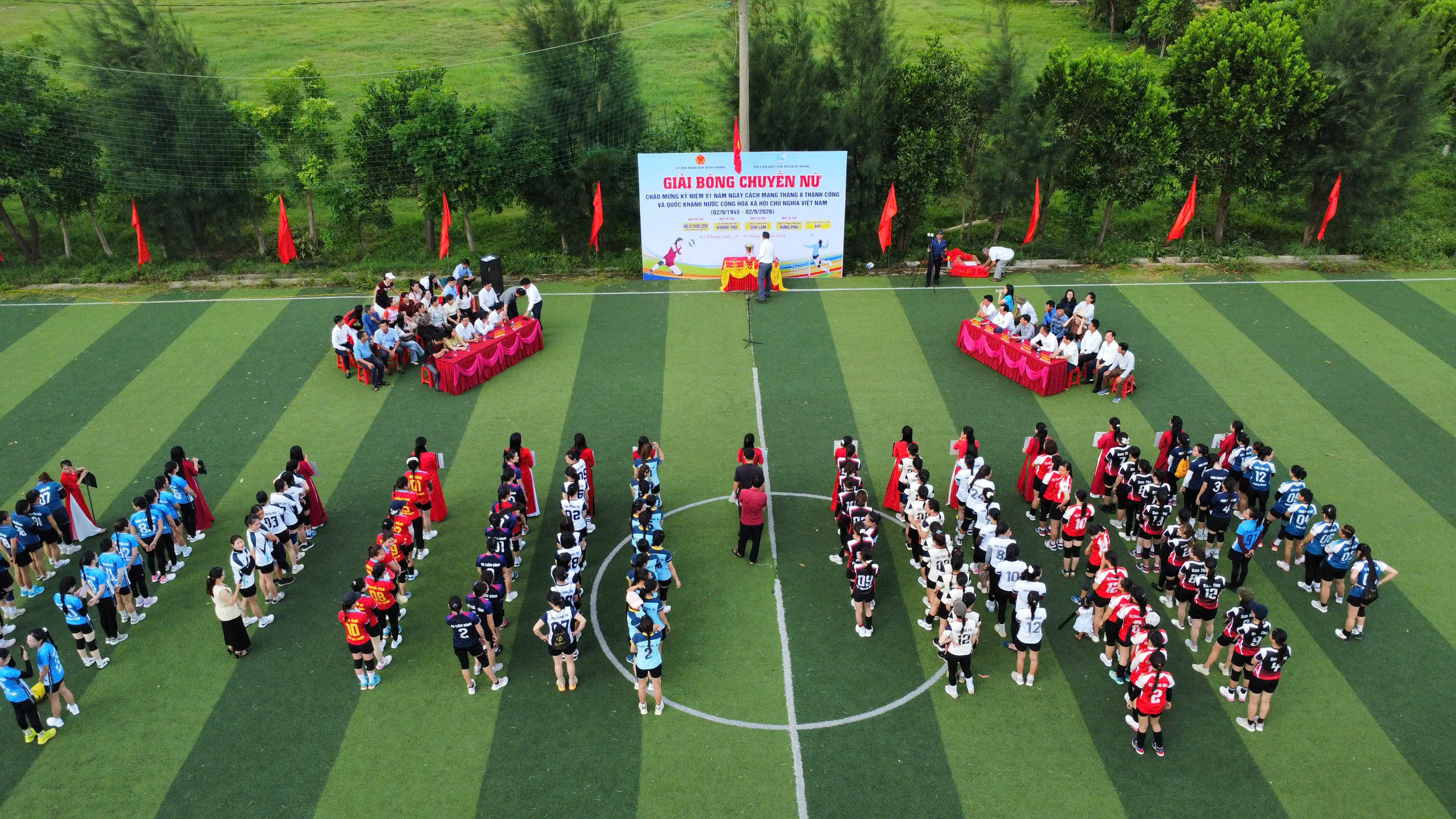 Video Flycam khai mạc Giải bóng chuyền nữ xã Kỳ Khang năm 2026