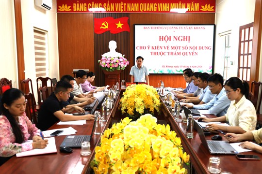 Ban Thường vụ Đảng ủy xã Kỳ Khang tổ chức hội nghị cho ý kiến về một số nội dung quan trọng thuộc thẩm quyền