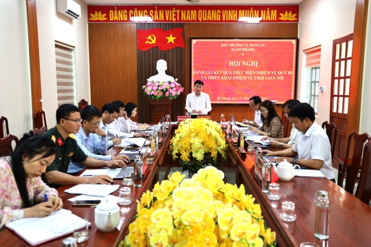 Ban Thường vụ Đảng ủy xã Kỳ Khang Hội nghị đánh giá kết quả thực hiện nhiệm vụ quý III, triền khai nhiệm vụ trong thời gian tới.
