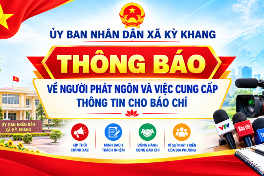 Thông báo về người phát ngôn và việc cung cấp thông tin cho báo chí của Ủy ban nhân dân xã Kỳ Khang, tỉnh Hà Tĩnh