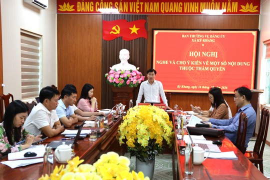 Ban Thường vụ Đảng ủy xã Kỳ Khang tổ chức Hội nghị nghe và cho ý kiến về một số nội dung thuộc thẩm quyền.